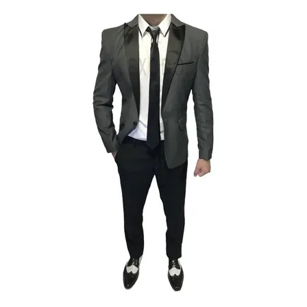 Terno Gris  Hombre  Borde Negro,  Traje, Envió Gratis