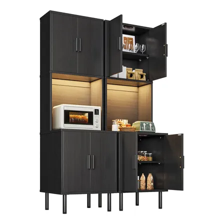 Rack Mueble Organizador Multiusos Cocina Moderno Microondas Negro