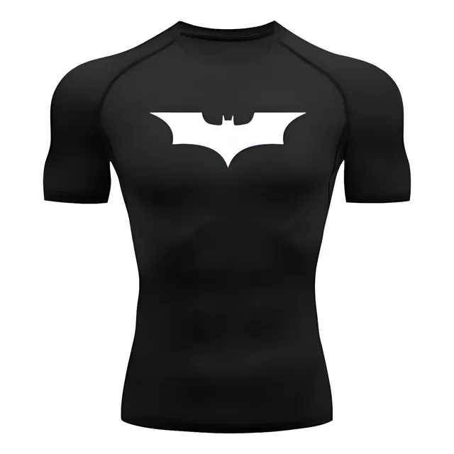 Camisa Rashguard Batmam Apertada Manga Curta Treino Academia