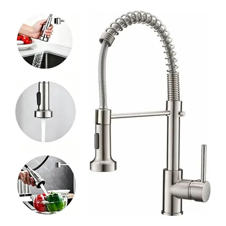 Torneira Gourmet Para Cozinha Inox Escovado De Bancada Quente e frio Monocomando Misturador Cor Prateado Yesop