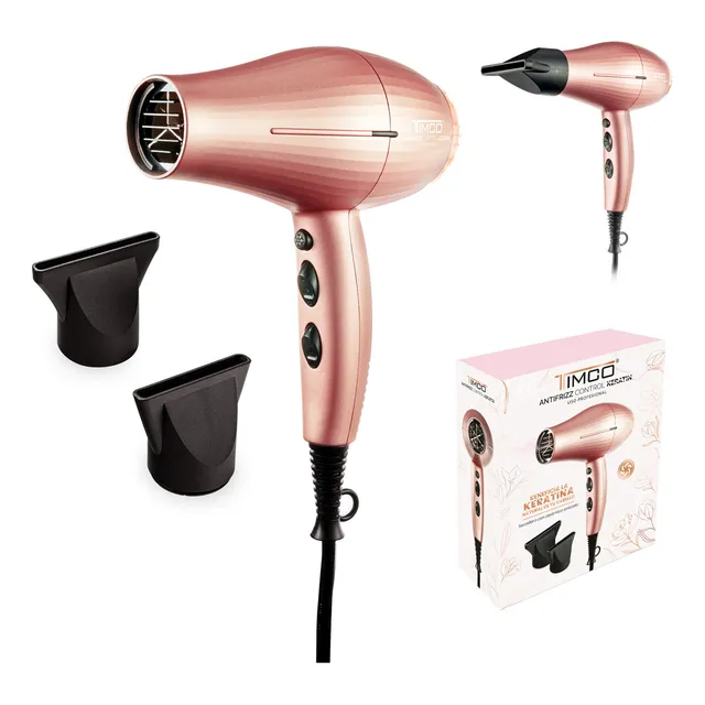 Secadora De Cabello Profesional Con Cerámica Ionizada Control Keratin Antifrizz Timco Sef422 Color Rose Gold