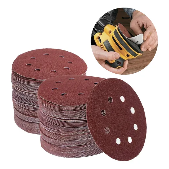 60 Disco Lixa Velcro C/furo , Grão 40 60 80 100 120 180 5pl Quantidade De Cascalhos 8