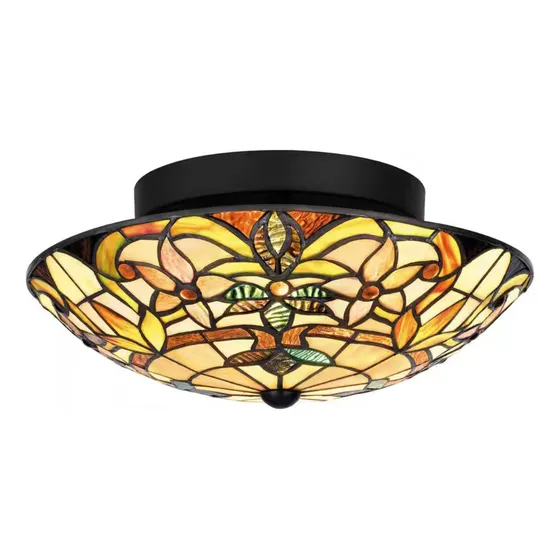 Lampara De Techo Semiempotrable 12'' Cristal Tiffany 2 Luces