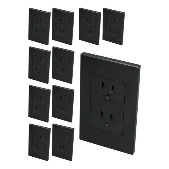 Kit De 11 Placas Con Contacto Dúplex Negro, 1/1 Surtek