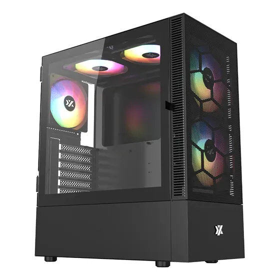 Chasis Xyz Airone 200 Mesh Negra 5.fan Argb Color Negro