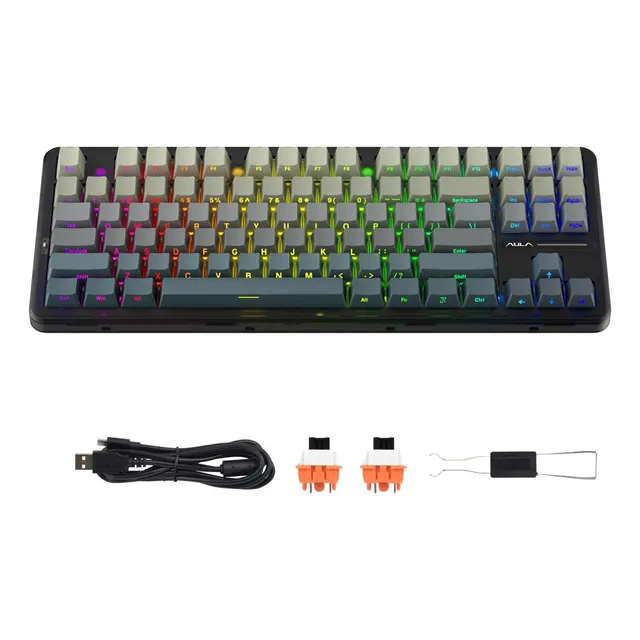 Teclado Mecánico 60% Gamer F87 Rgb Pc Grabado Lateral