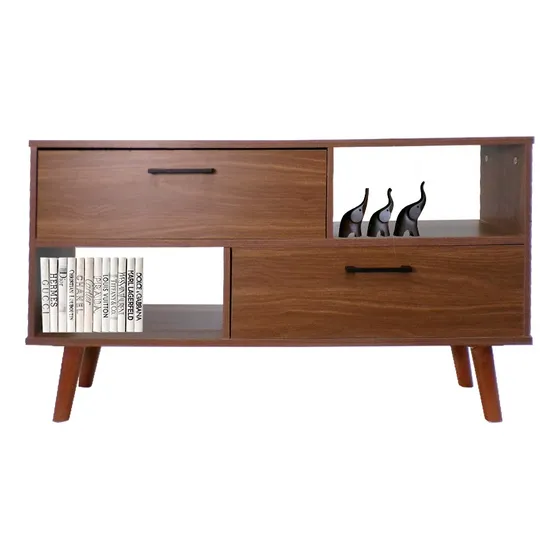 Mueble Mesa Para Tv Estilo Nordiko Vintage Minimalista Color Nogal Neo