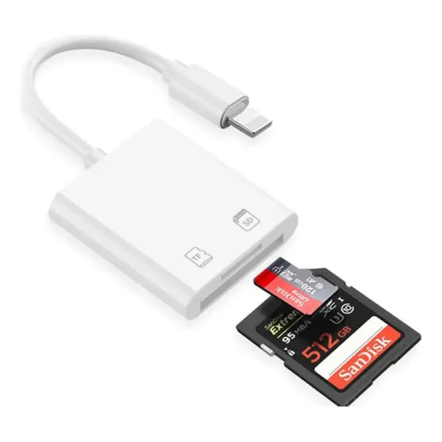Adaptador Lector Tarjeta Memoria Microsd  Sd Dual 128 iPhone