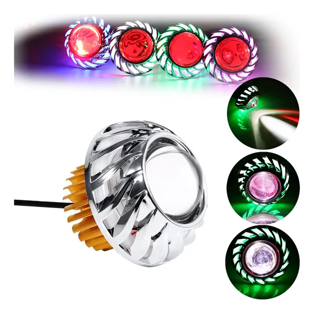 Led Faro Ojo De Angel Y Demonio Motos Auto Tipo Turbinalupa Verde