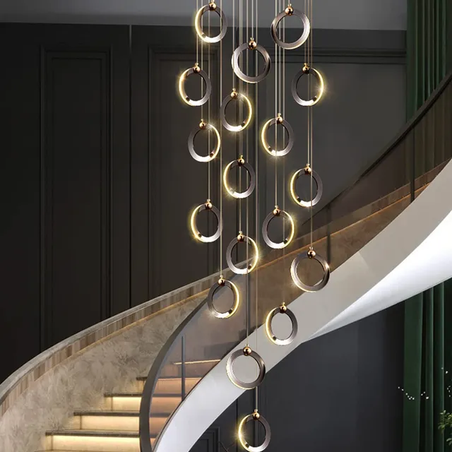 Lampara Araña Larga Escalera Duplex Luz Construccion Lujo 3