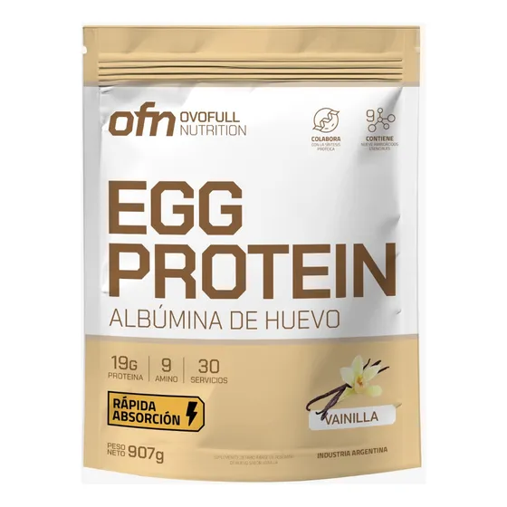 Proteína de huevo sabor vainilla 907g Ovofull contiene los 9 aminoácidos esenciales