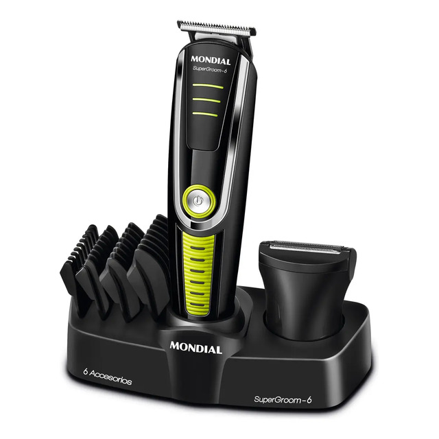 Aparador De Pelos Super Groom 06, Mondial 6w Bg-04 Preto/verde 127/220v