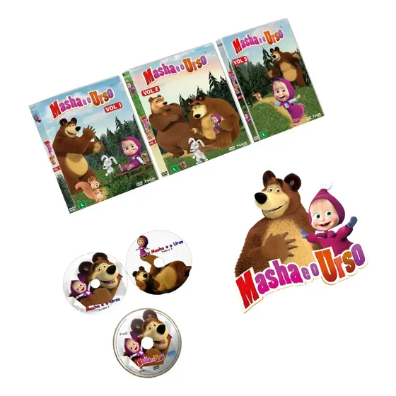 Dvds Masha E O Urso  - 3 Dvds Caixa Box - Envio Já