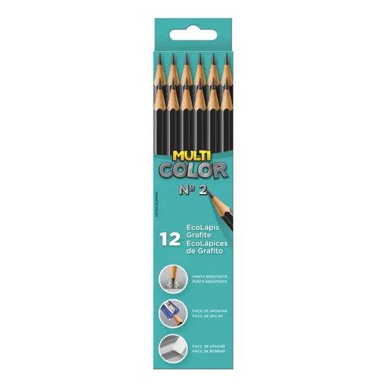 Ecolápis Grafite N2 Multicolor Caixa Com 12 Unidades