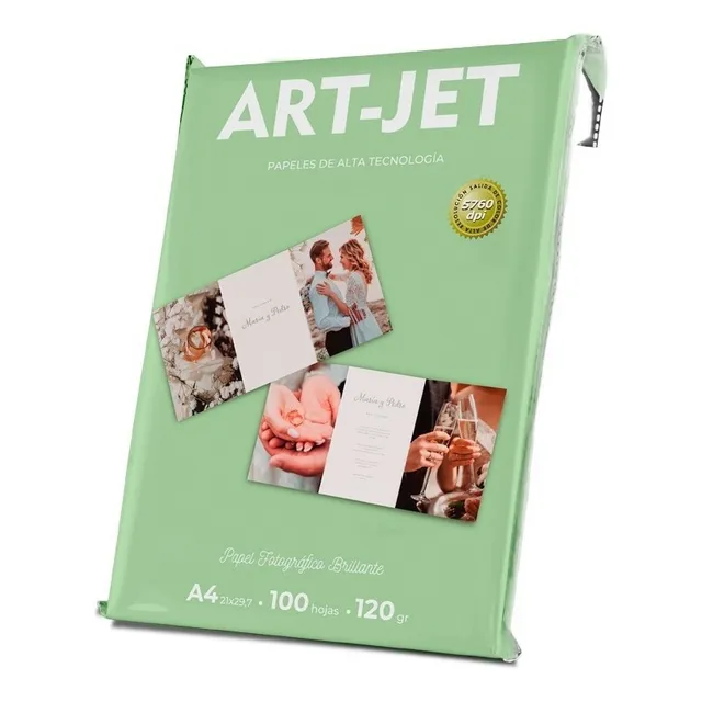 Papel Ilustración A4 Brillo Glossy 120grs 100 Hojas Art-jet Color Blanco