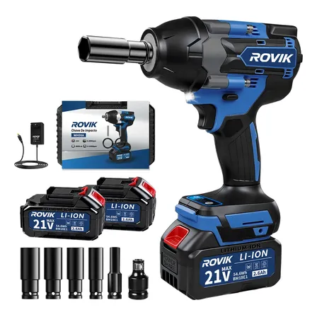 Chave Impacto Industrial 1000n.m 3em1 C/2 Baterias Soquetes Azul E Preto