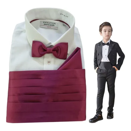 Fajilla Con Pañuelo Y Moño Varios Colores Para Niño Infantil Vino Tinto