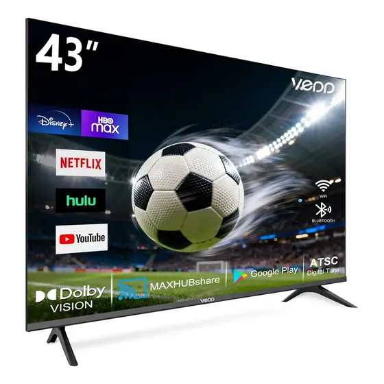 Televisor Vedd 43" Smart TV Android Full HD LED con Dolby 2HDMI y soporte VESA Negro