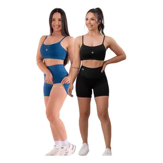Conjunto De Academia Top + Short Com Cos Alto Kit 2 Promoçao Conjunto De Academia Top + Short Com Cos Alto Kit 2 Promoçao