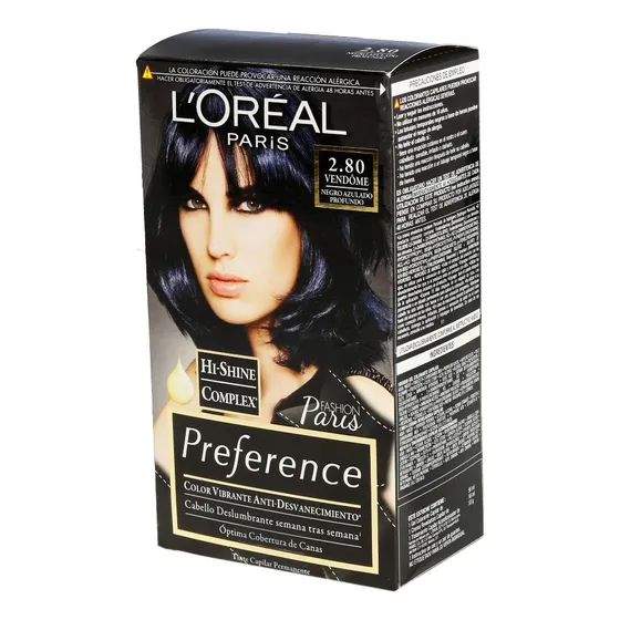 2 Pzs Loreal Tinte Permanente Dama Preference 2.80 Negro Azu