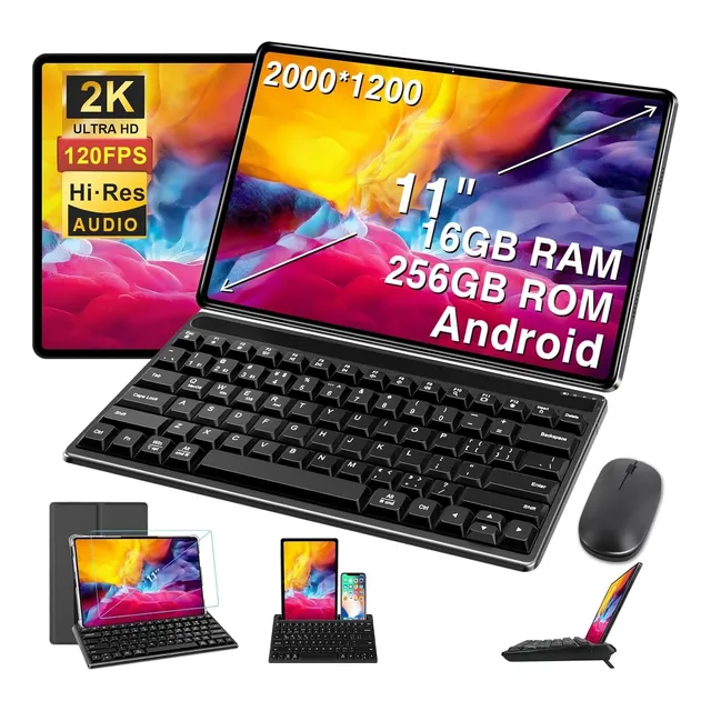 Tablet 2k Pantalla 16+256gb  8600mah Con Teclado Mouse Funda