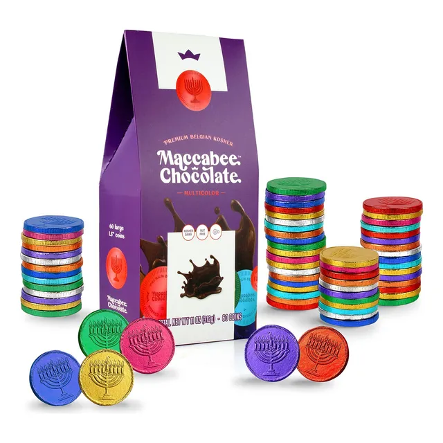 Monedas De Chocolate Belga Kosher Premium Sin Nueces Hanukka
