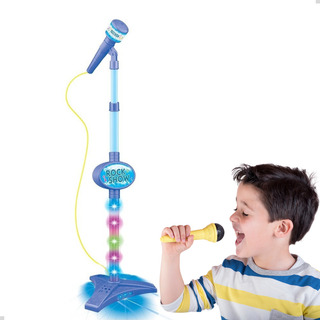Microfone Infantil Com Pedestal Conecta Celular Cabo Som Luz Microfone Infantil Com Pedestal Conecta Celular Cabo Som Luz