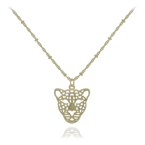 Colar Semijoia Tigre Folheado A Ouro 18k