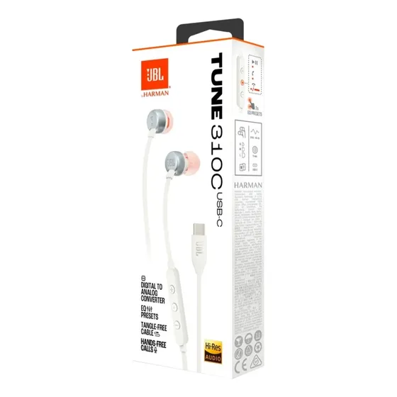 Audífonos Jbl Tune 310c Con Mic/control Usb C, Blanco