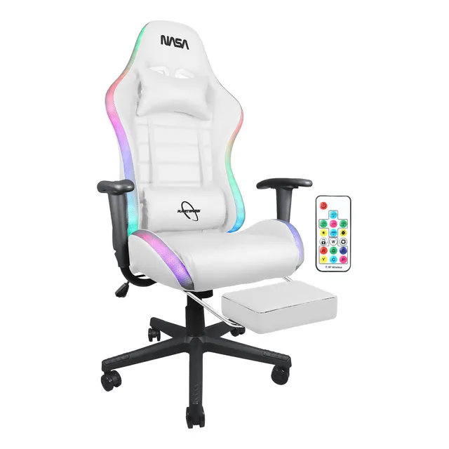 Silla de Escritorio N.A.S.A Galaxia Pro Gamer Ergonómica Lighting Led Color Blanco Material del tapizado Cuero sintético