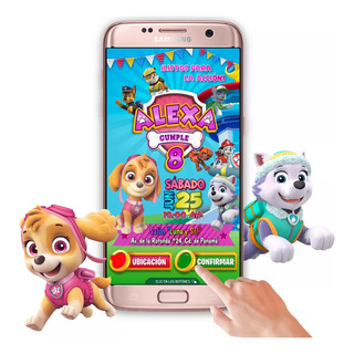 Invitación Interactiva Botones Paw Patrol, Everest Y Sky Invitación Interactiva Botones Paw Patrol, Everest Y Sky
