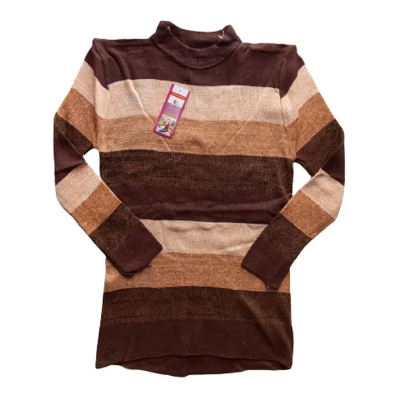 Buzo  Dama  Rayas  Media Polera En Lana Super Abrigado