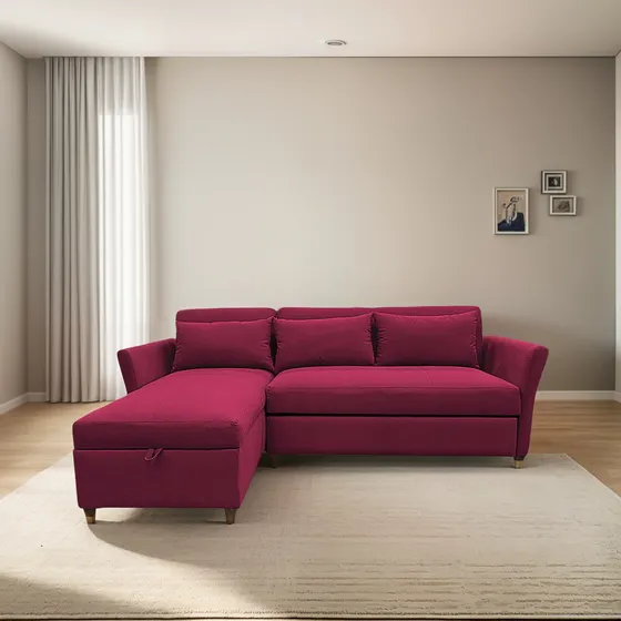 Sala Esquina Versa Sofá Cama Con Baul Colores Tela Magic