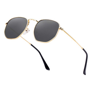 Ăculos De Sol Htms Hexagonal Polarizado Metal Frame Dourado Ăculos De Sol Htms Hexagonal Polarizado Metal Frame Dourado