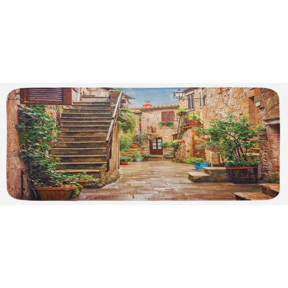 Alfombra Cocina Italiana Vista Antigua Casa Piedra Calle X