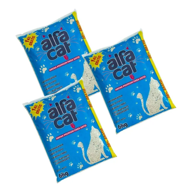 Alfa Cat 18 Kg Arena Para Gato (3 Bolsas De 6 Kg C/u)