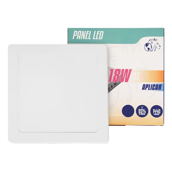 Panel Led Exterior Plafon 18w Cuadrado Marco Blanco 22cm 