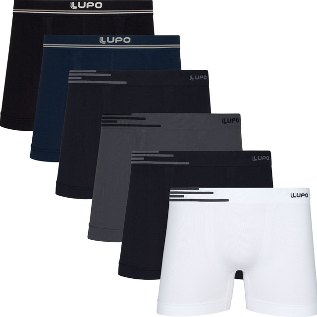 Kit 6 Cuecas Box Boxer Lupo Sem Costura Basic Microfibra 436 Kit 6 Cuecas Box Boxer Lupo Sem Costura Basic Microfibra 436