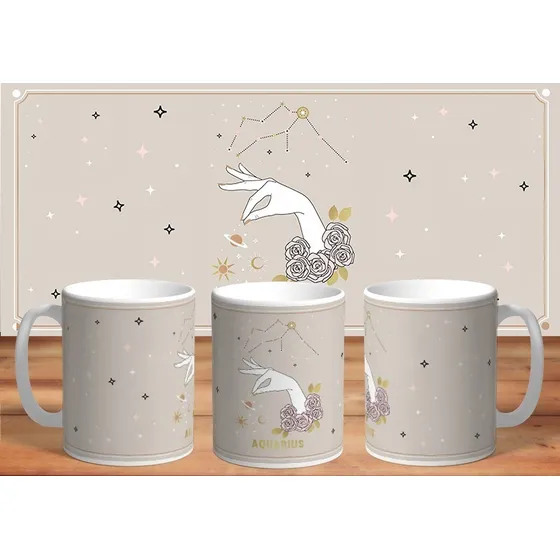 Taza De Cerámica Signo Del Zodiaco: Acuario