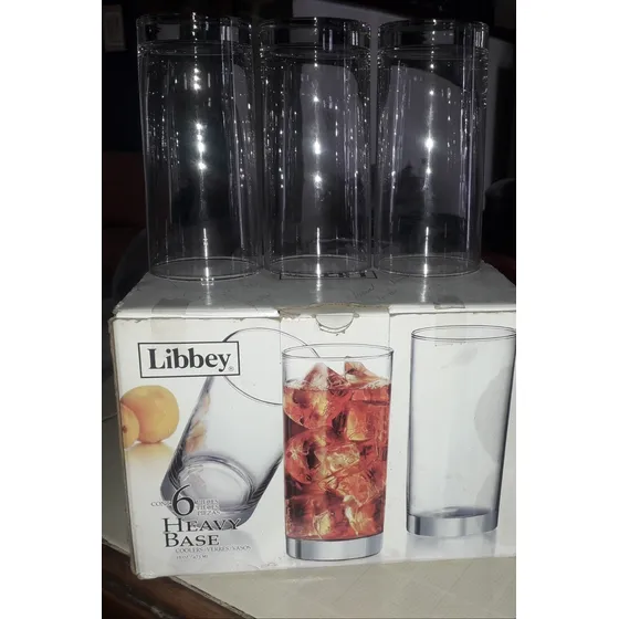 6 Vasos De Vidrios Nuevos En Su Caja