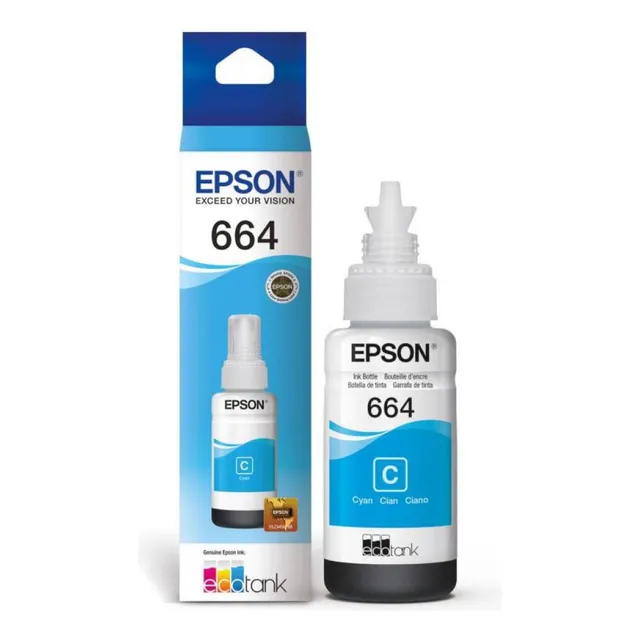 Botella De Tinta Para Epson T664 Cian