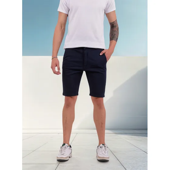 Bermuda Hombre C026 Jeans Chino Marrón Tiro Alto