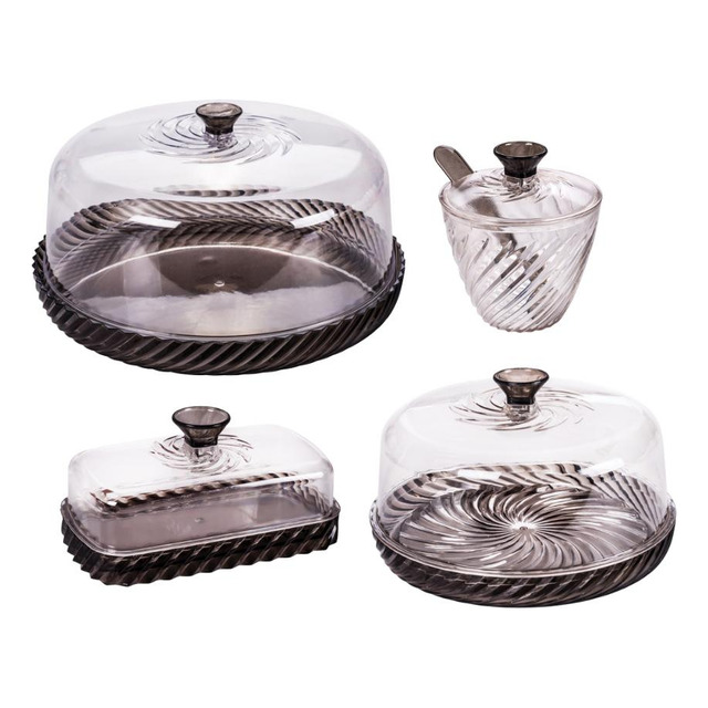 Kit Mesa Posta Twist 4 Peças Preto E Incolor Plasútil Kit Mesa Posta Twist 4 Peças Preto E Incolor Plasútil