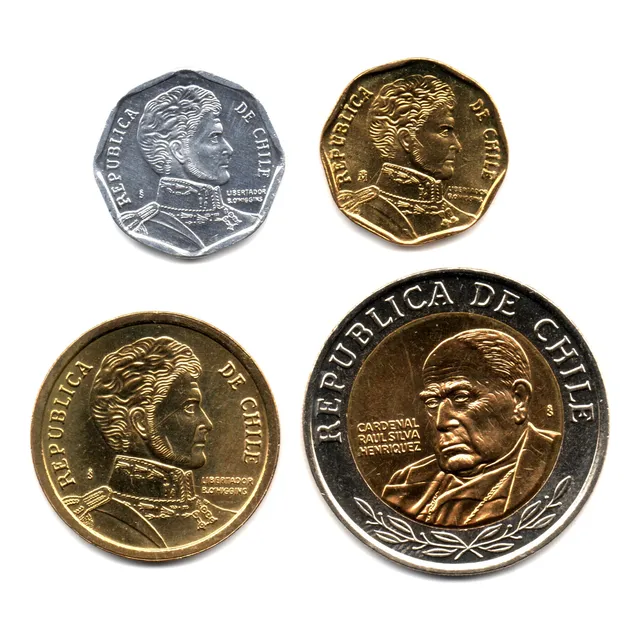 Chile 1, 5, 10 Y 500 Pesos 2012
