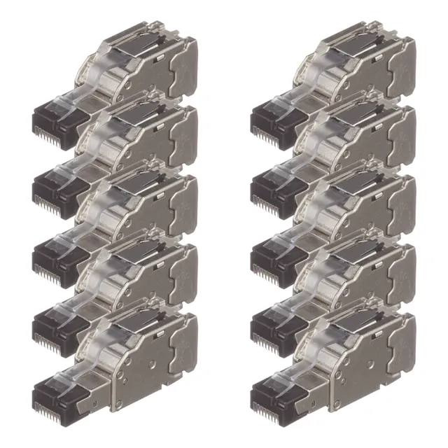 10 Plug Panduit Rj45 Blindado Instalación Recta Fps6x88mtg-x