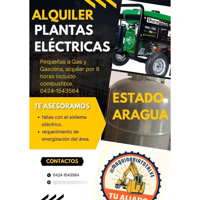 Plantas Eléctricas En Alquiler En Estado Aragua