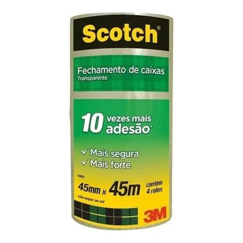 Fita Adesiva Larga Transparente C/4 Rolos Scotch 3m 45x45