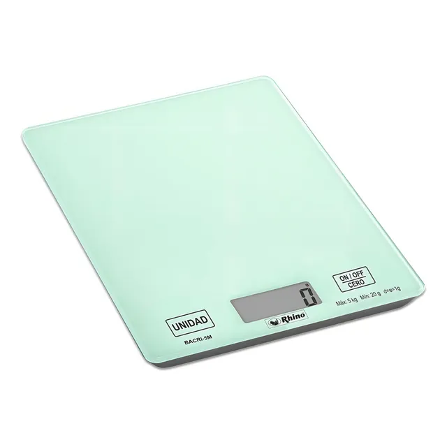 Bascula Digital Rhino De Cocina Bacri-5m 5kg Cristal Capacidad máxima 5 kg Color Turquesa