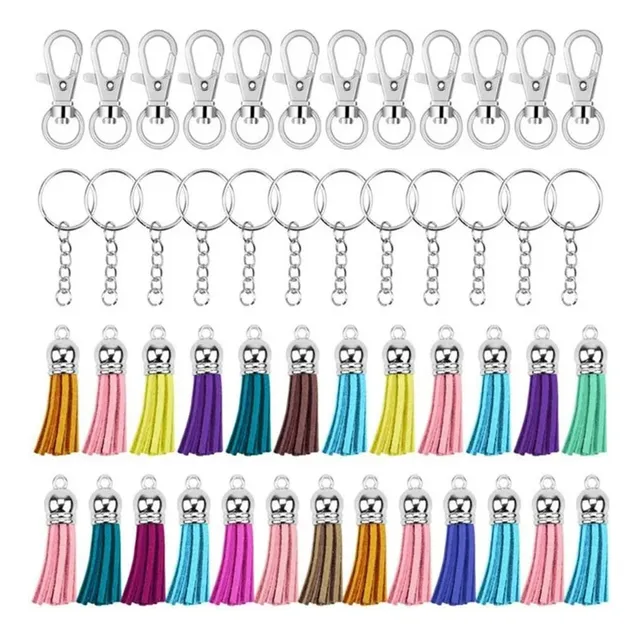 Set Borlas Llaveros Anillos Adorno Manualidades 200 Unds