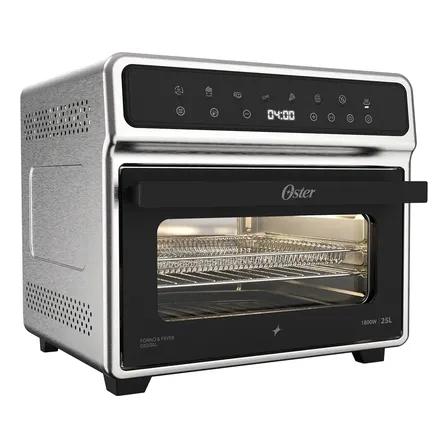 Forno Air Fryer Grill Oster 25l Inox Digital Pro 8x1 1800w Prateado